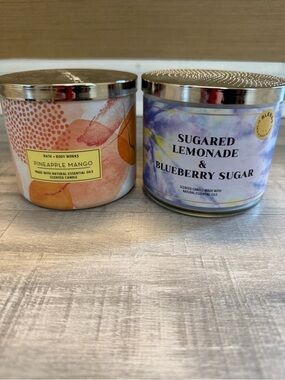Bath & Body Works 3-Wick Candles Pineapple Mango & Sugared Lemonade Blueberry